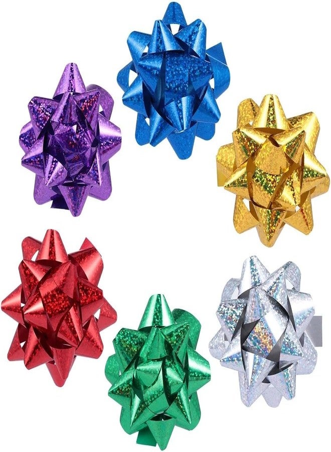 SquarezhenBo 50Pcs Mini Christmas Gift Bows - 1" Metallic Star Self-Adhesive Wrapping Accents, Vibrant All-Occasion Bows for Presents/Crafts/Party Decor, Holiday and Valentine's Day Essentials (Mixed Colors) - Image 2